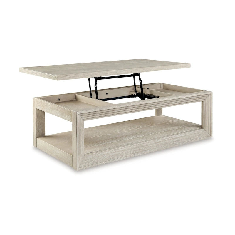 Table basse relevable avec rangement intégré, 54 po, gris vieilli.