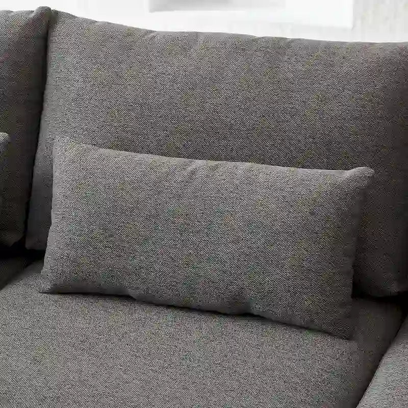 Canapé d'angle en lin avec pouf et oreillers lombaires