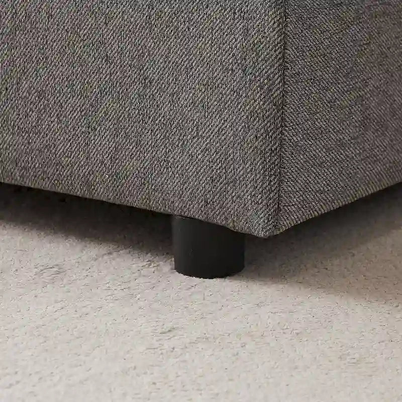 Canapé d'angle en lin avec pouf et oreillers lombaires