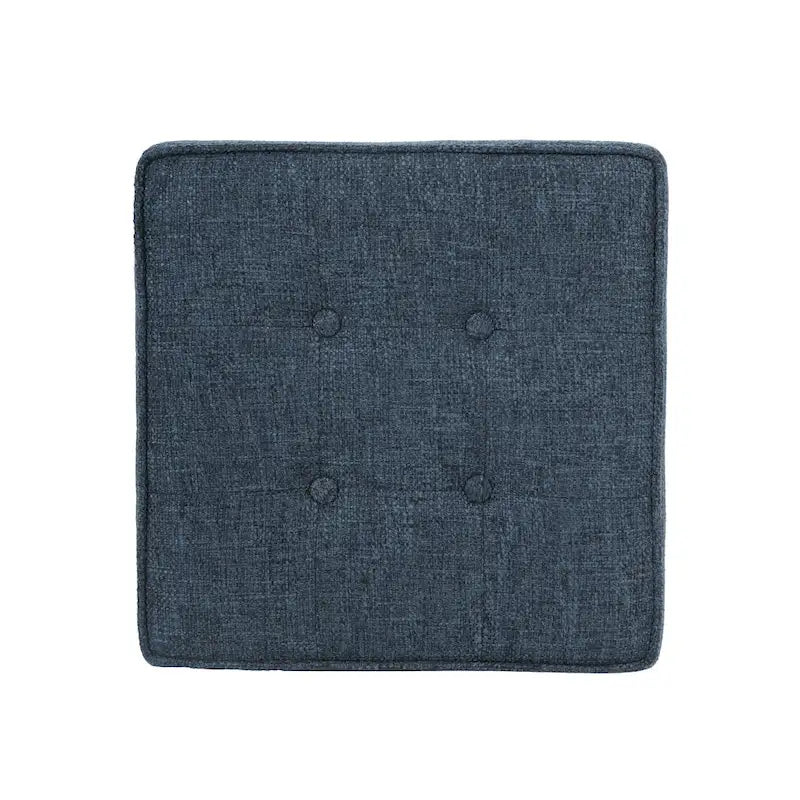 Pouffe de rangement, plateau carré de 45,7 cm, tissu tissé bleu marine