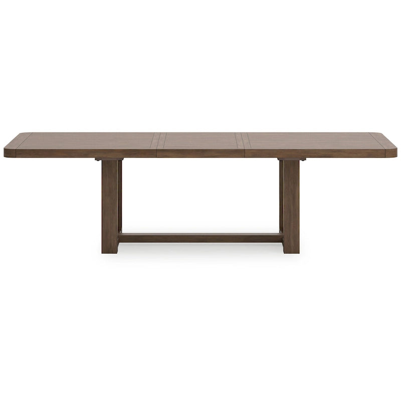 Table à manger, plateau extensible, 213-274 cm, bois brun style rustique.
