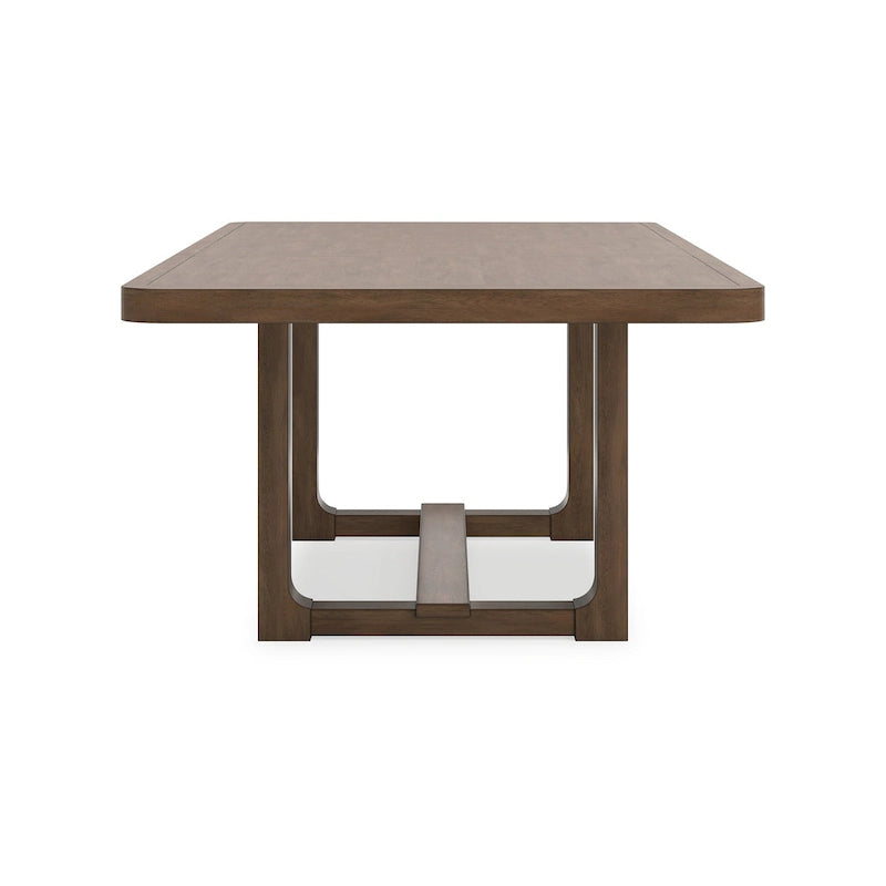Table à manger, plateau extensible, 213-274 cm, bois brun style rustique.