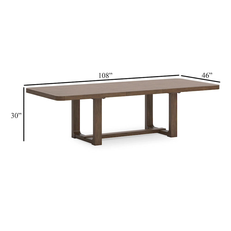 Table à manger, plateau extensible, 213-274 cm, bois brun style rustique.