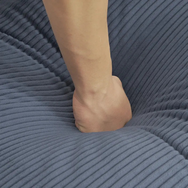 Canapé d'angle modulable en velours côtelé avec poches de rangement latérales