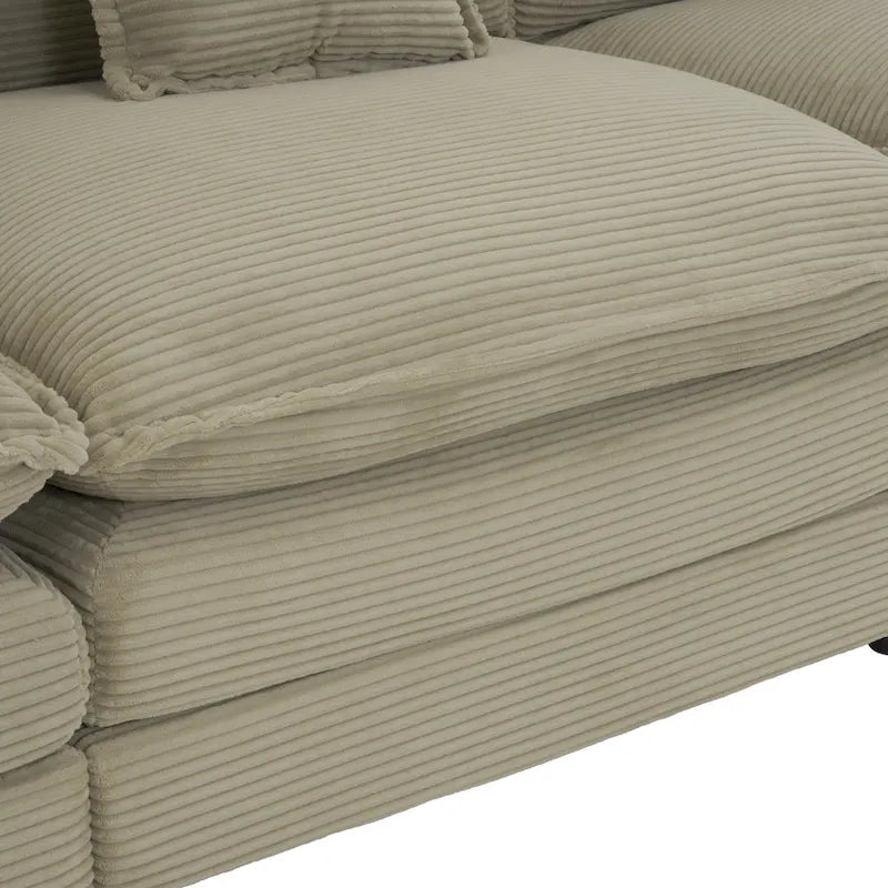 Canapé d'angle modulable en velours côtelé avec poches de rangement latérales