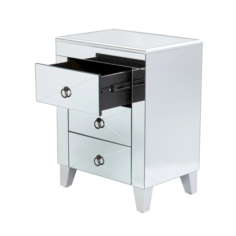 Table d'appoint miroir moderne de style médiéval avec fonction de rangement