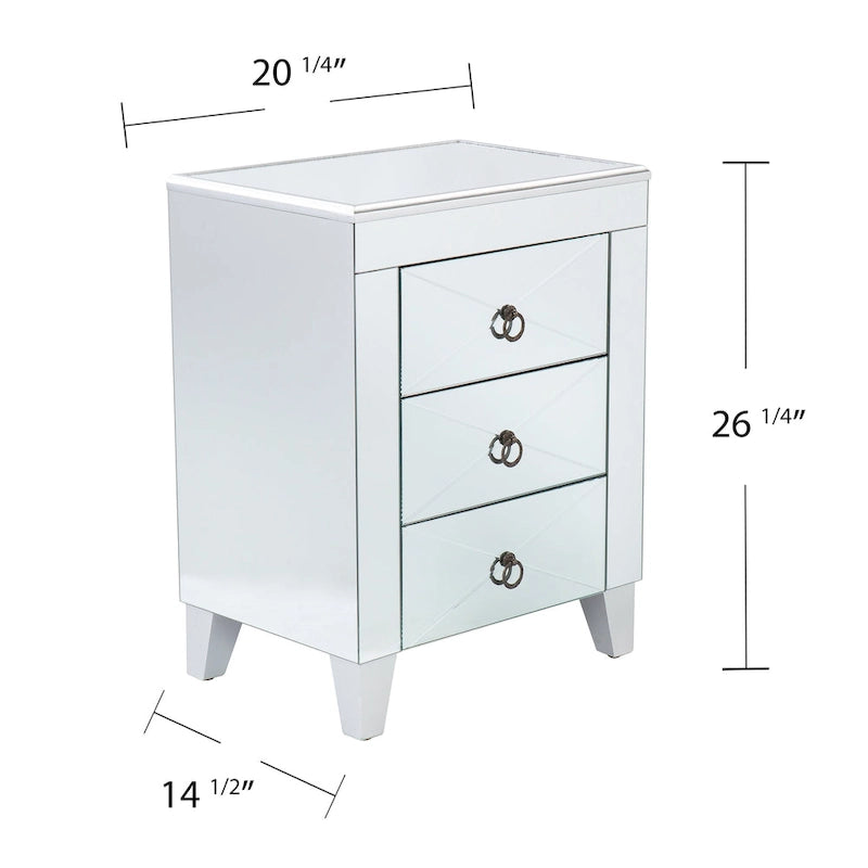 Table d'appoint miroir moderne de style médiéval avec fonction de rangement