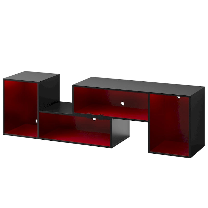 Meuble TV DIY moderne, meuble de rangement transformable avec bande lumineuse LED.