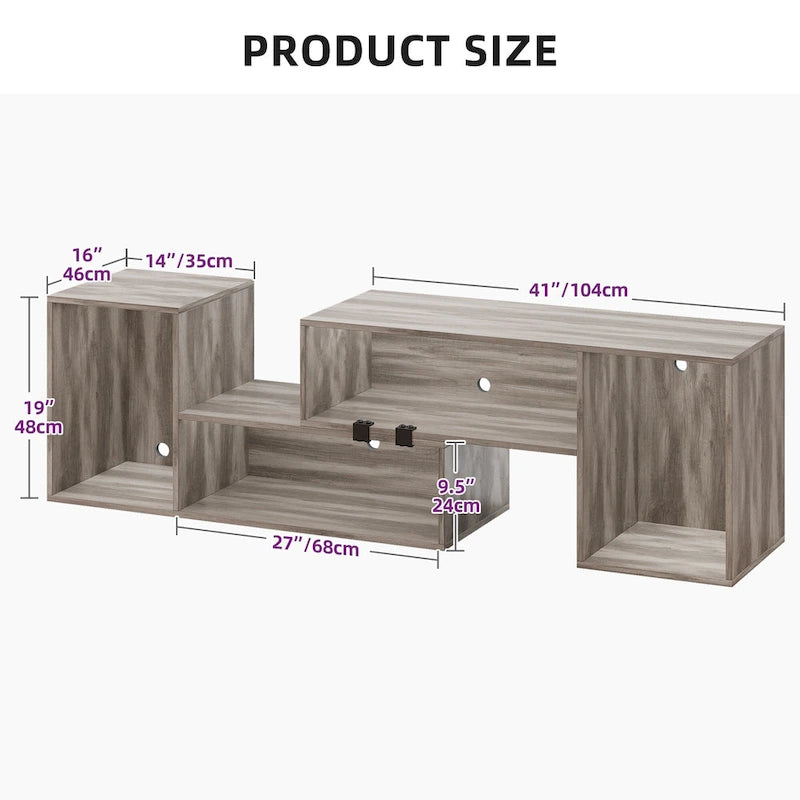 Meuble TV DIY moderne, meuble de rangement transformable avec bande lumineuse LED.