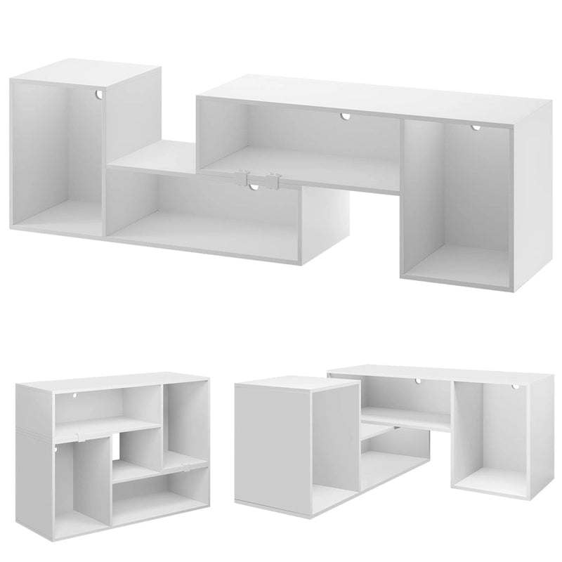 Meuble TV DIY moderne, meuble de rangement transformable avec bande lumineuse LED.