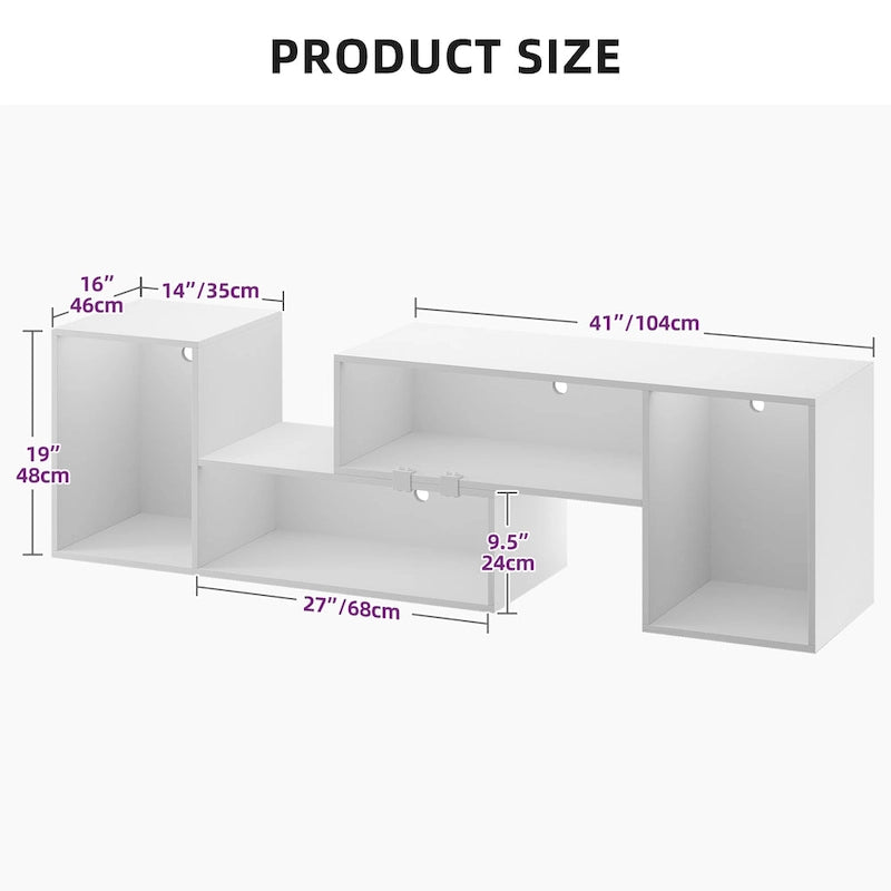 Meuble TV DIY moderne, meuble de rangement transformable avec bande lumineuse LED.
