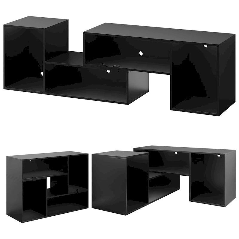 Meuble TV DIY moderne, meuble de rangement transformable avec bande lumineuse LED.