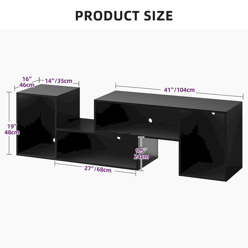 Meuble TV DIY moderne, meuble de rangement transformable avec bande lumineuse LED.