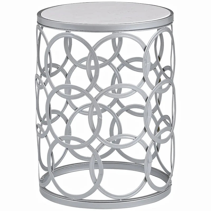 Table ronde dorée, fer forgé, 16,75 x 16,75 x 22 pouces
