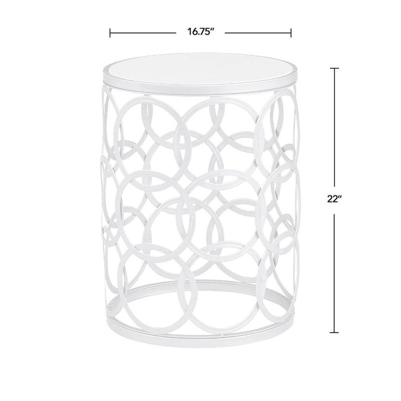 Table ronde dorée, fer forgé, 16,75 x 16,75 x 22 pouces