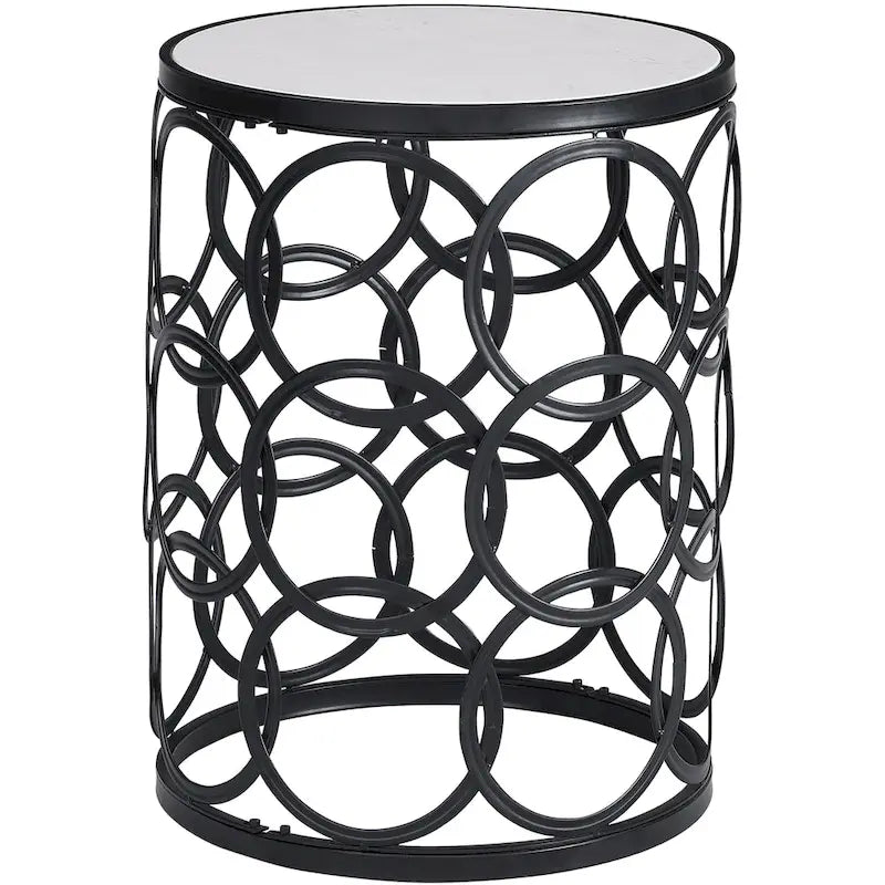 Table ronde dorée, fer forgé, 16,75 x 16,75 x 22 pouces