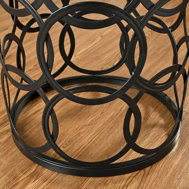 Table ronde dorée, fer forgé, 16,75 x 16,75 x 22 pouces