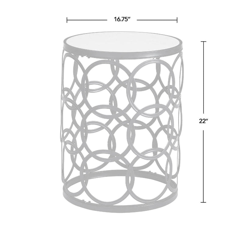 Table ronde dorée, fer forgé, 16,75 x 16,75 x 22 pouces