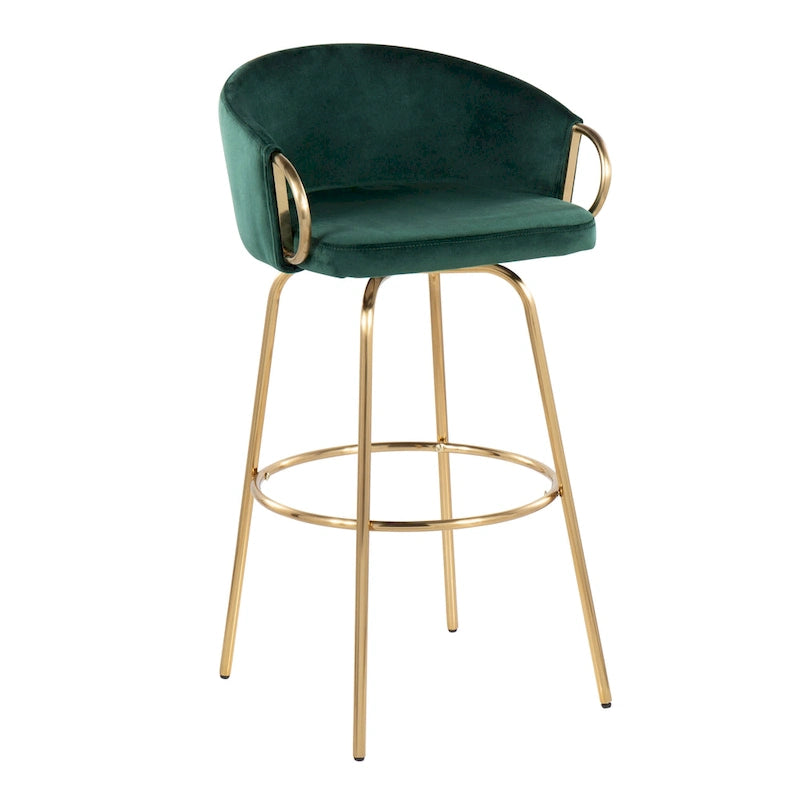 Tabouret de bar à hauteur fixe, or métallique - Ensemble de deux pièces - 49,5 cm de long x 53,3 cm de large x 97,2 cm de haut