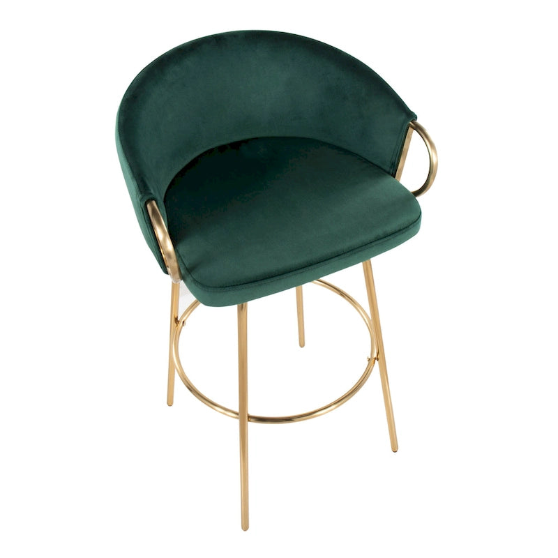 Tabouret de bar à hauteur fixe, or métallique - Ensemble de deux pièces - 49,5 cm de long x 53,3 cm de large x 97,2 cm de haut