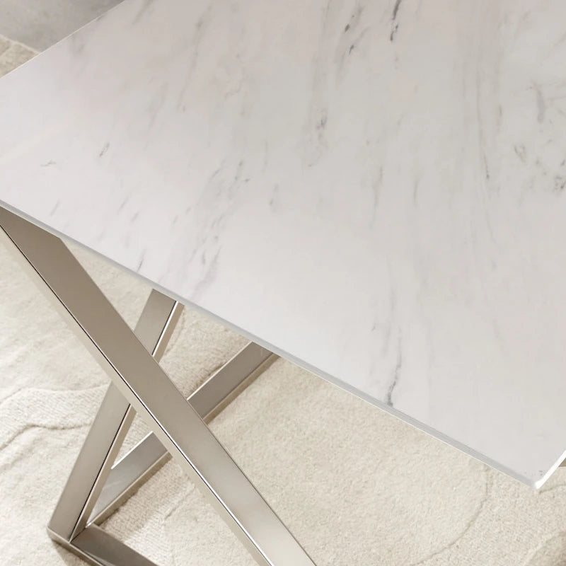 Ensemble de mobilier décontracté trois pièces avec plateau imitation marbre