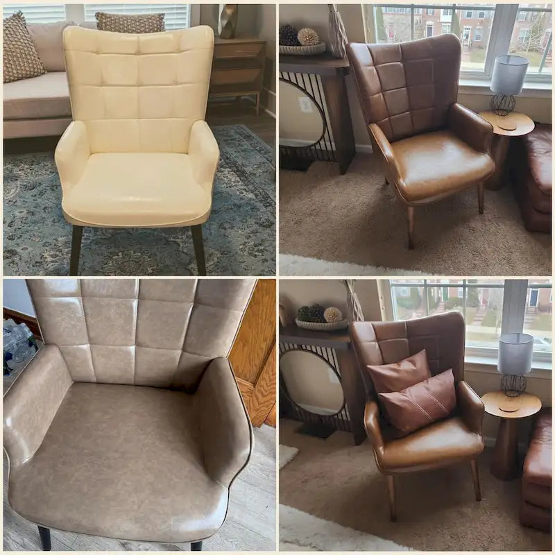 Ensemble de 2 chaises d'appoint capitonnées à dossier haut Crème/Marron/Taupe