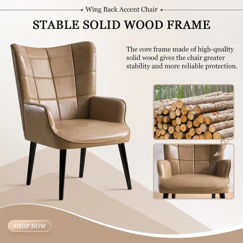 Ensemble de 2 chaises d'appoint capitonnées à dossier haut Crème/Marron/Taupe