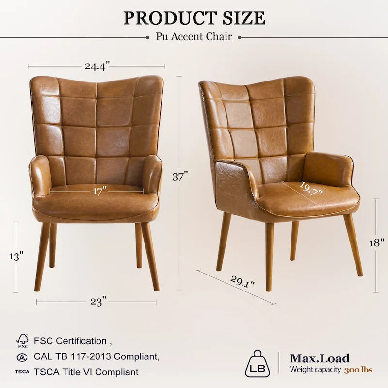 Ensemble de 2 chaises d'appoint capitonnées à dossier haut Crème/Marron/Taupe
