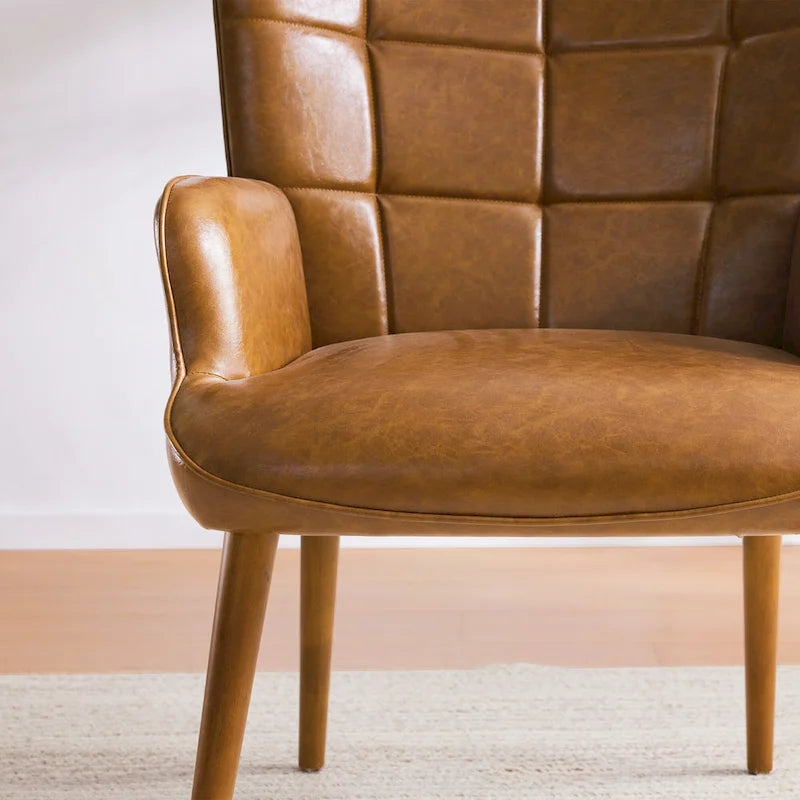 Ensemble de 2 chaises d'appoint capitonnées à dossier haut Crème/Marron/Taupe