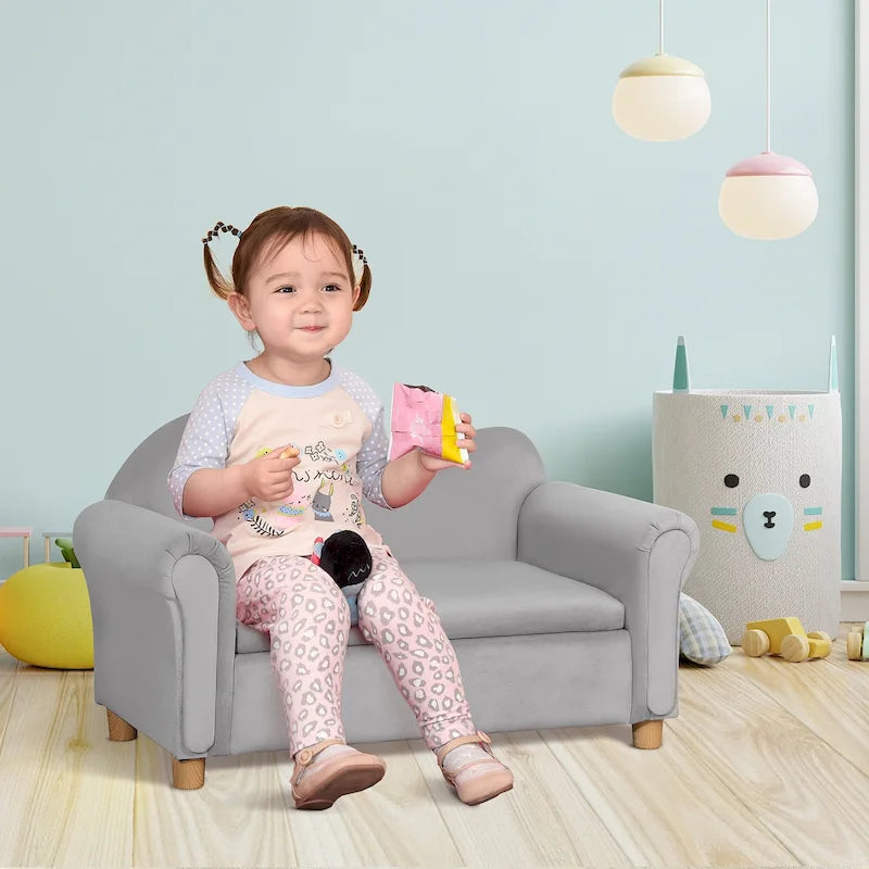 Canapé pour enfants, chaise préscolaire avec accoudoirs en bois, adapté aux chambres d'enfants et aux jardins d'enfants, avec compartiments de rangement cachés.