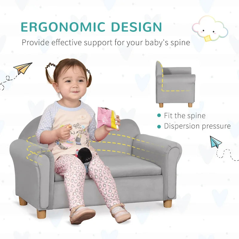 Canapé pour enfants, chaise préscolaire avec accoudoirs en bois, adapté aux chambres d'enfants et aux jardins d'enfants, avec compartiments de rangement cachés.