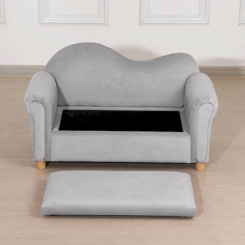 Canapé pour enfants, chaise préscolaire avec accoudoirs en bois, adapté aux chambres d'enfants et aux jardins d'enfants, avec compartiments de rangement cachés.