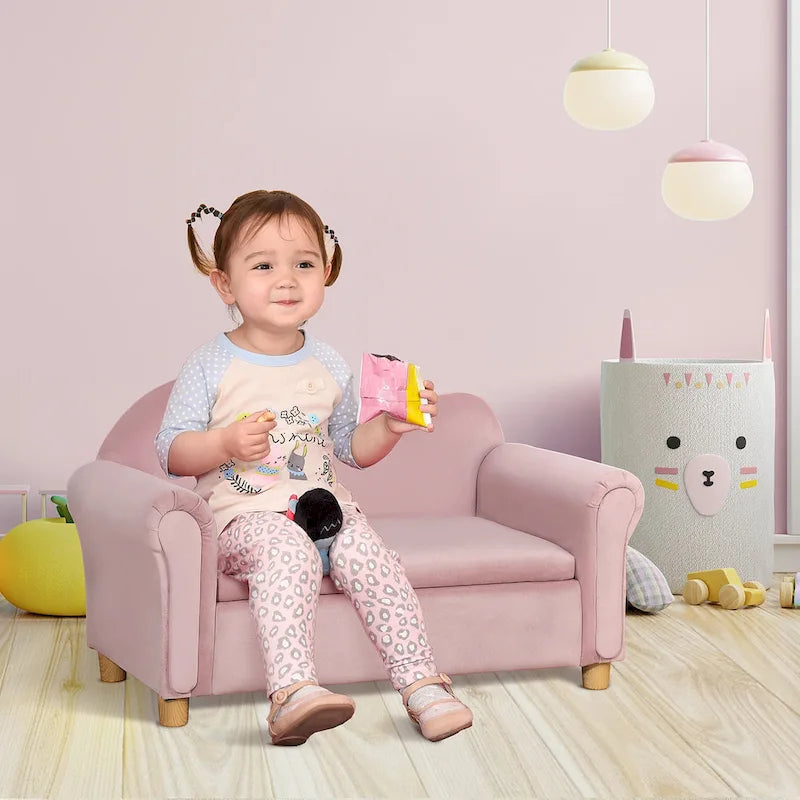 Canapé pour enfants, chaise préscolaire avec accoudoirs en bois, adapté aux chambres d'enfants et aux jardins d'enfants, avec compartiments de rangement cachés.