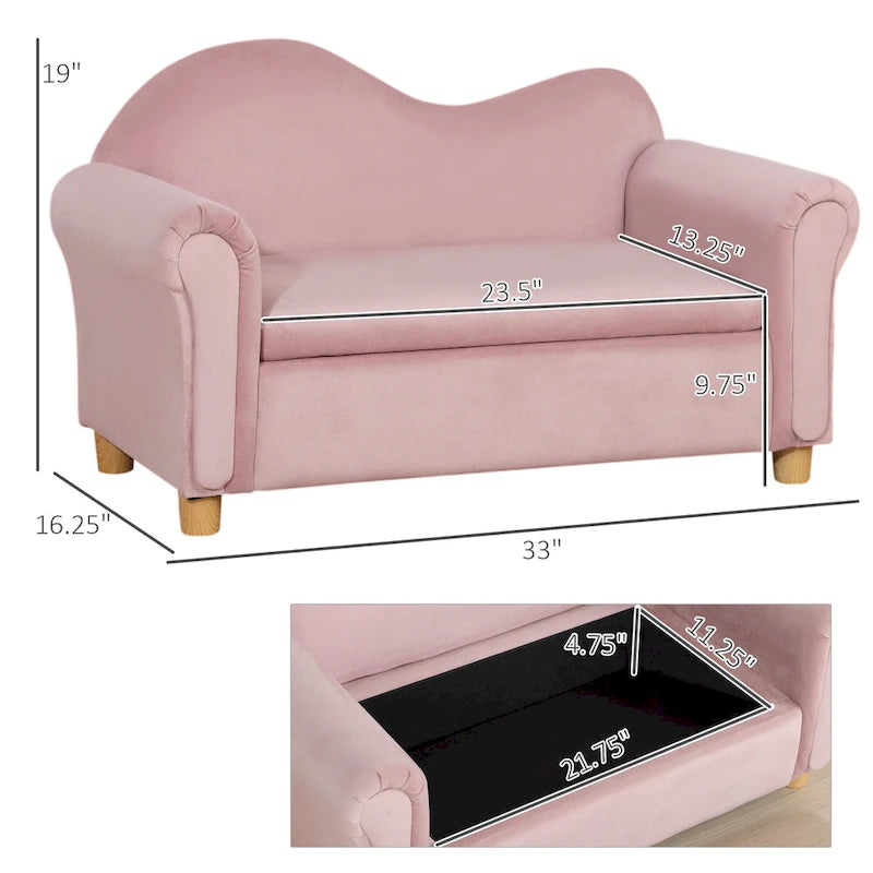 Canapé pour enfants, chaise préscolaire avec accoudoirs en bois, adapté aux chambres d'enfants et aux jardins d'enfants, avec compartiments de rangement cachés.