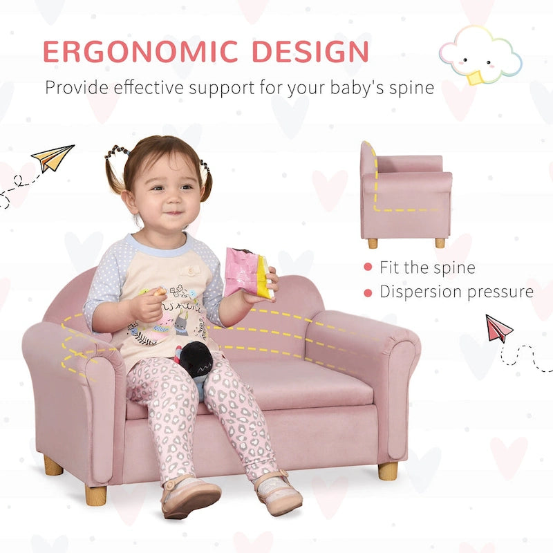 Canapé pour enfants, chaise préscolaire avec accoudoirs en bois, adapté aux chambres d'enfants et aux jardins d'enfants, avec compartiments de rangement cachés.