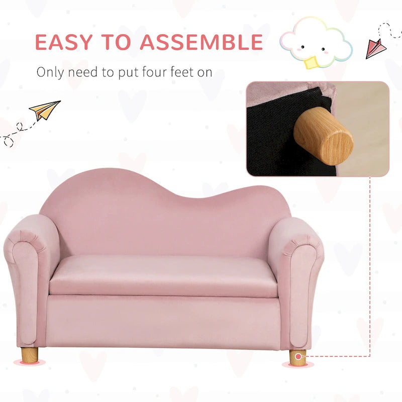 Canapé pour enfants, chaise préscolaire avec accoudoirs en bois, adapté aux chambres d'enfants et aux jardins d'enfants, avec compartiments de rangement cachés.