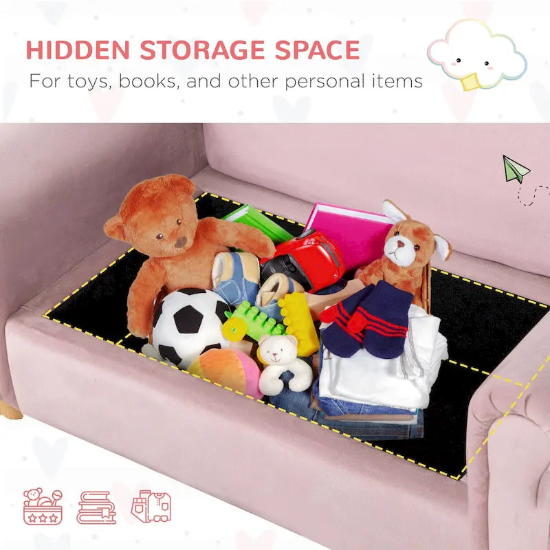 Canapé pour enfants, chaise préscolaire avec accoudoirs en bois, adapté aux chambres d'enfants et aux jardins d'enfants, avec compartiments de rangement cachés.