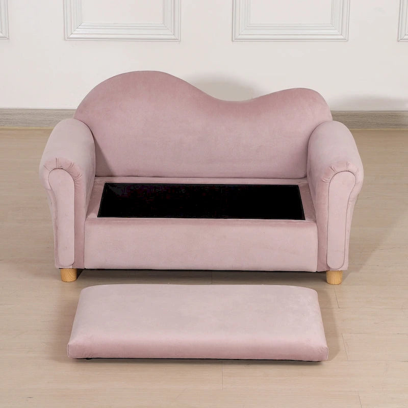 Canapé pour enfants, chaise préscolaire avec accoudoirs en bois, adapté aux chambres d'enfants et aux jardins d'enfants, avec compartiments de rangement cachés.