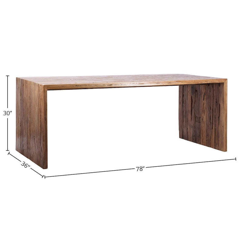 Table à manger cascade rectangulaire en teck recyclé de 78 pouces