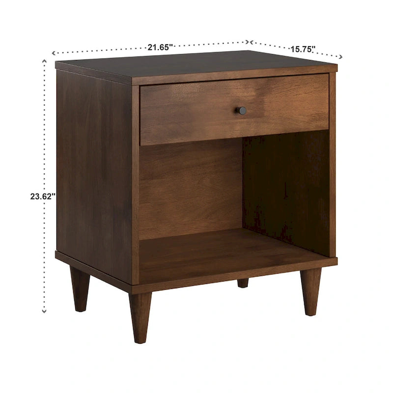Table de chevet en bois marron avec tiroir unique