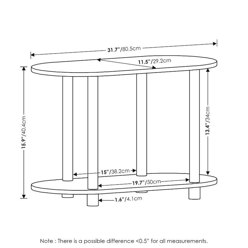 Table d'appoint ovale moderne sans outils