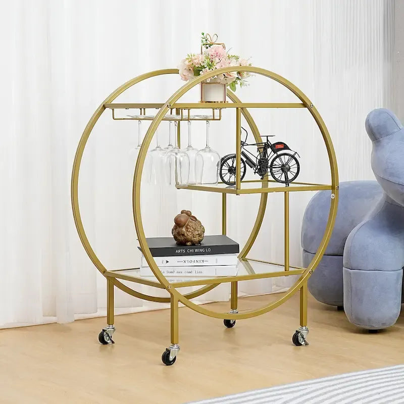 Meuble Bar Roulant - Présentoir d'Accessoires Maison & Alimentaires Élégant et Stylé
