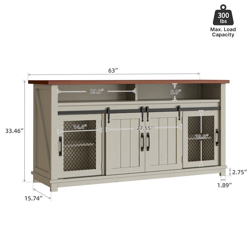 Buffet de style campagnard/industriel avec portes et étagères