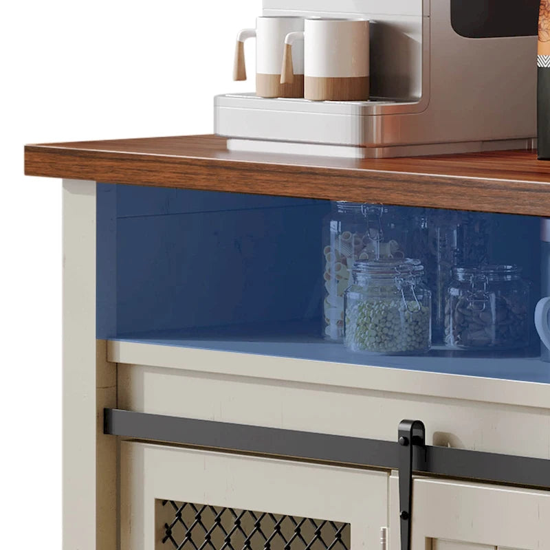 Buffet de style campagnard/industriel avec portes et étagères