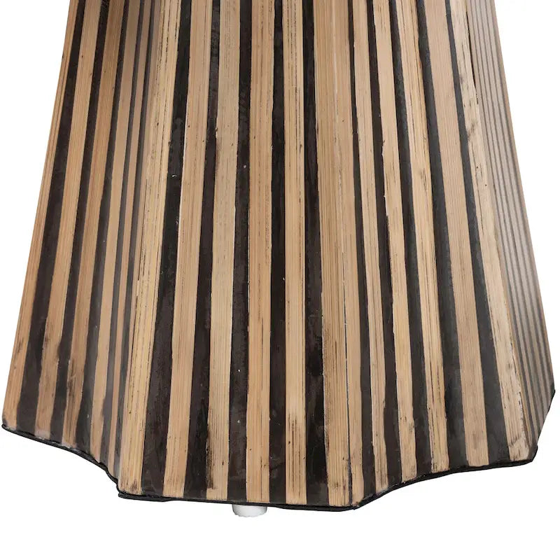 Table d'appoint bicolore moderne bohème en bambou aux tons naturels et marron foncé