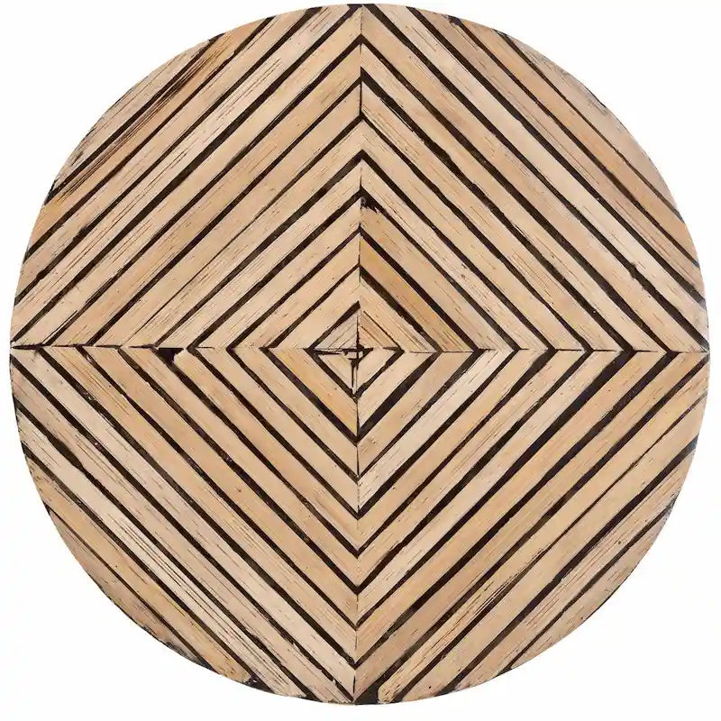 Table d'appoint bicolore moderne bohème en bambou aux tons naturels et marron foncé