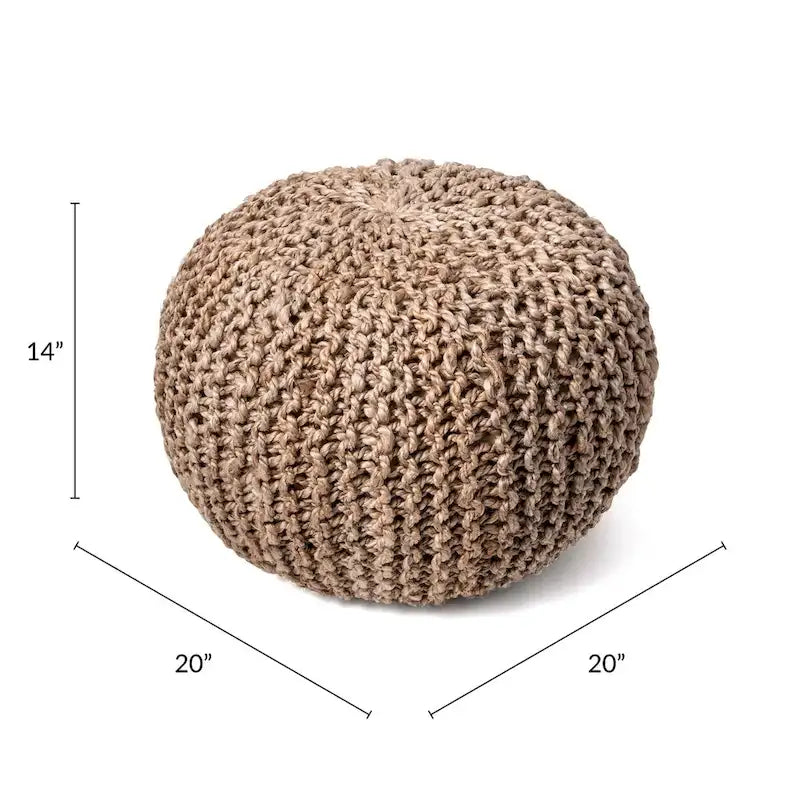 Pouf en jute tricoté uni classique