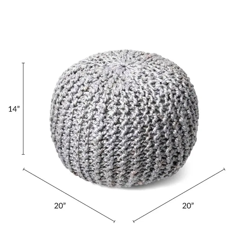 Pouf en jute tricoté uni classique