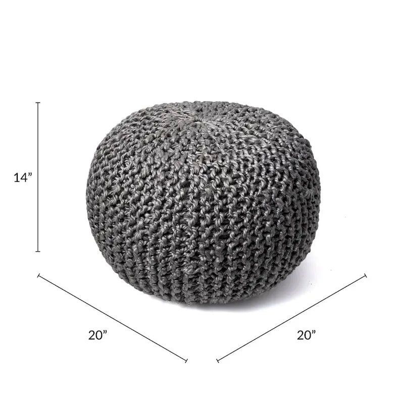 Pouf en jute tricoté uni classique