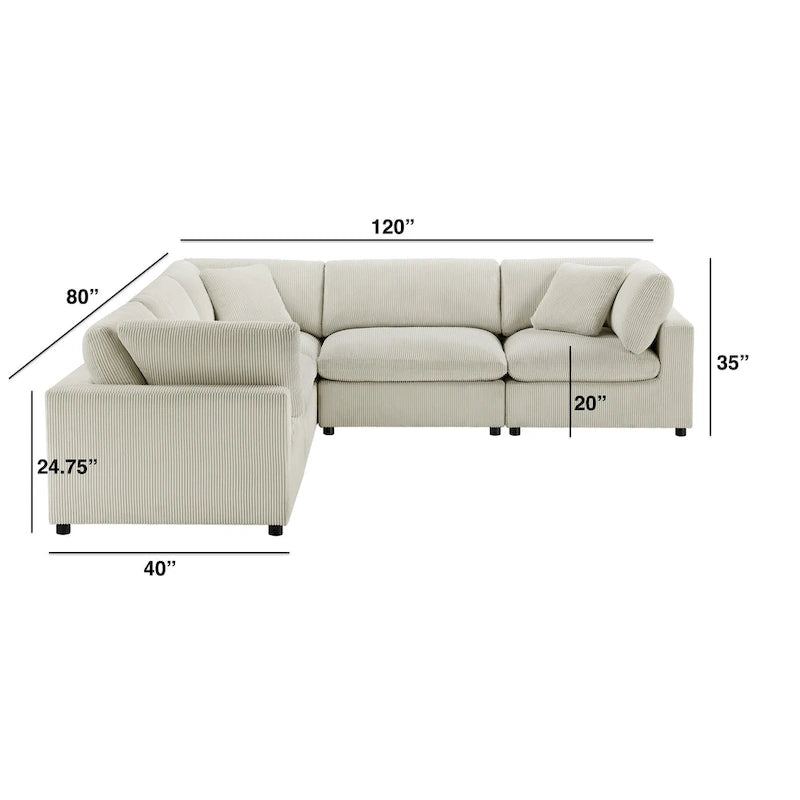 Ensemble de canapé modulable cinq pièces